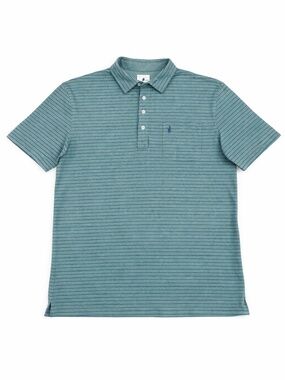Johnnie-O Polo Shirt Men's Large Blue Green Striped Stretch Golf Casual